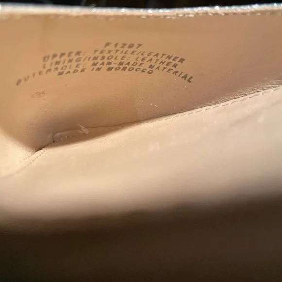 “J. CREW”, Women, Sz 7.5, Silver Sparkle Glitter w/Beige Ankle Tie-Up Flat Shoes - Picture 7 of 9